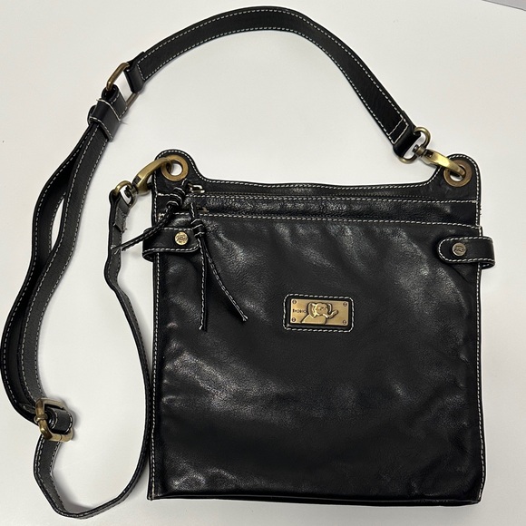 AVORIO Italy Black Leather Crossbody Bag - Made In Italy EUC - Picture 1 of 5